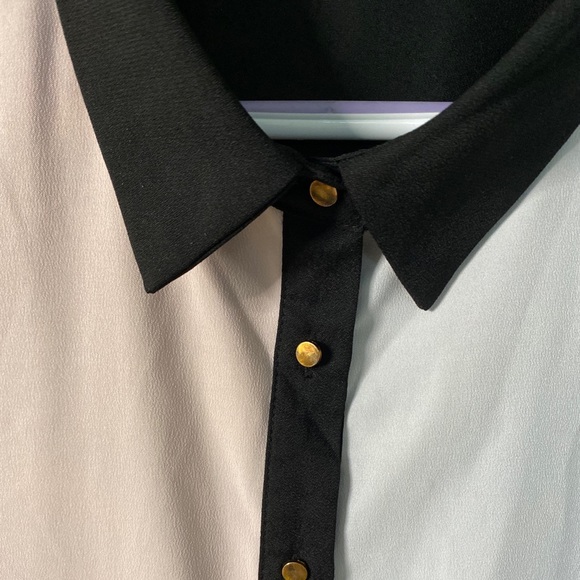 City Chic Black white & pink colorblock top - Picture 3 of 5